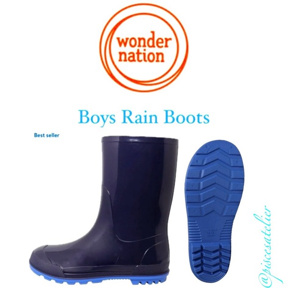 Wonder Nation Boys Rain Boots -Navy, Little Kids Size 13-1 - Picture 10 of 13